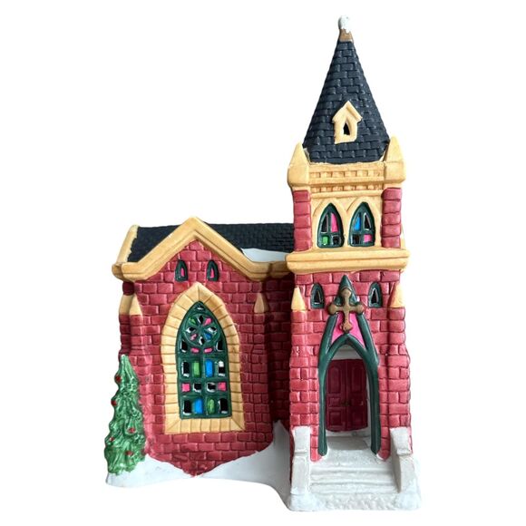 Bedford Falls Church: Lighted Porcelain Christmas Village Collectible - Picture 2 of 11